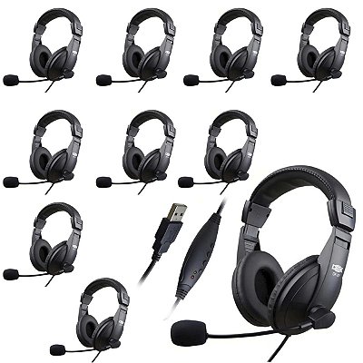 Kit 10 Fone De Ouvido Headset Usb P/ Escritório Home Office