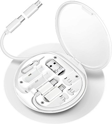 Kit Multi Adptador Cabo Usb C Otg Usb Para Lightning Branco