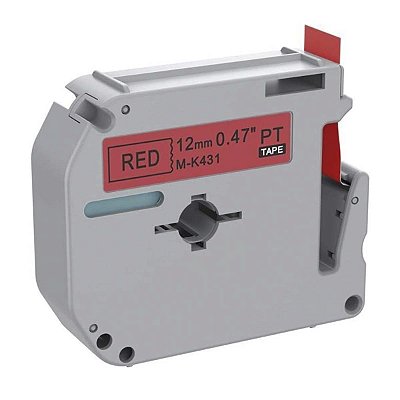 Fita Compativel Para Brother Rotulador M-K431T 12mm Vermelho