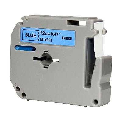 Fita Compativel Para Brother Rotuladora M-K531T 12mm Azul