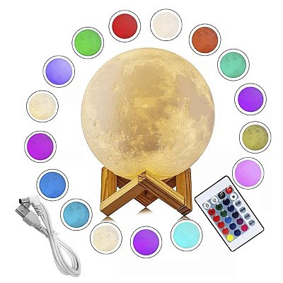 Umidificador Aromatizador Luminária Abajur Rgb Lua Cheia