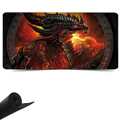 Mouse Pad Gamer Speed Extra Grande 70x35xcm Dragão de Fogo