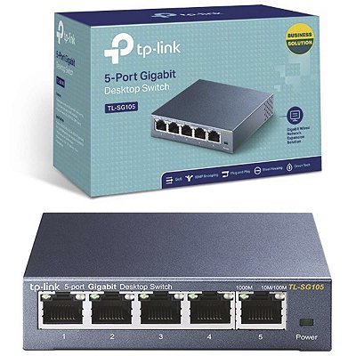 Switch De Rede 5 Portas Gigabit TP-Link SG105 Metálico