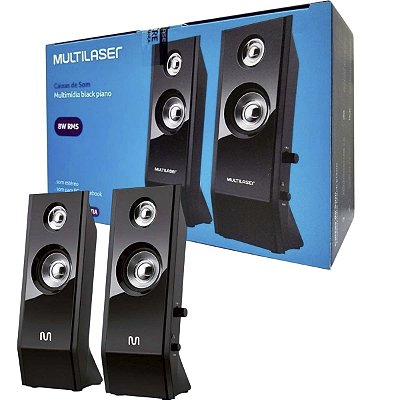 Caixa De Som 2.0 8W P2+USB Black Piano Multi SP091