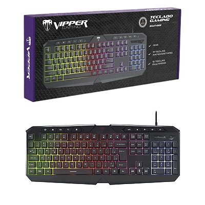 Teclado Gamer Multimídia Preto Viper GMT-019 Iluminação RGB