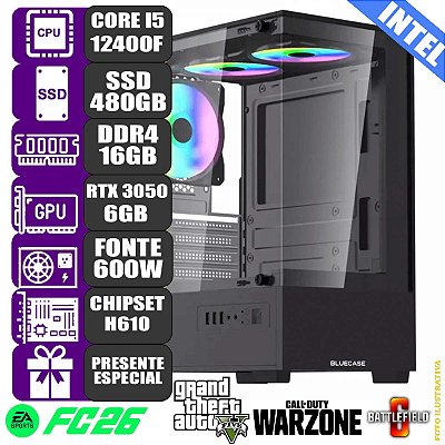 Computador Pc Gamer Mdi Intel Core i5 12400F RTX 3050 6G 16G