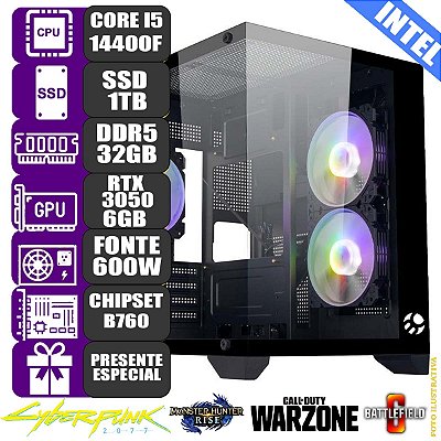 Computador Pc Gamer Mdi Intel Core i5 14400f RTX 3050 6GB 16