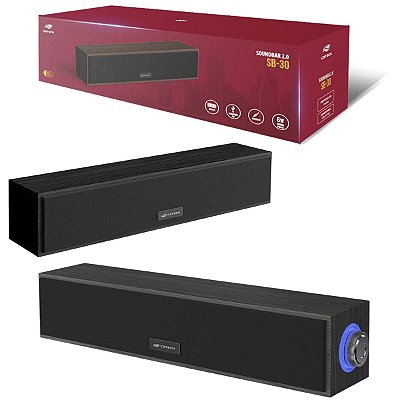 Soundbar 2.0 6W Conexao P2 Madeira Preto SB-30BK Usb C3Tech