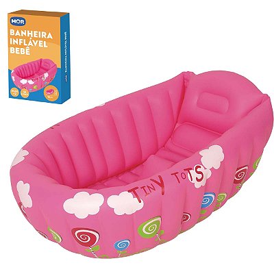 Banheira Inflável Bebê C/indicador Temperatura Mor Rosa 1793