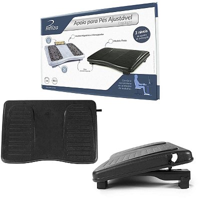 Suporte Descanso Apoio Pés Ergonômico Preto Light Reliza