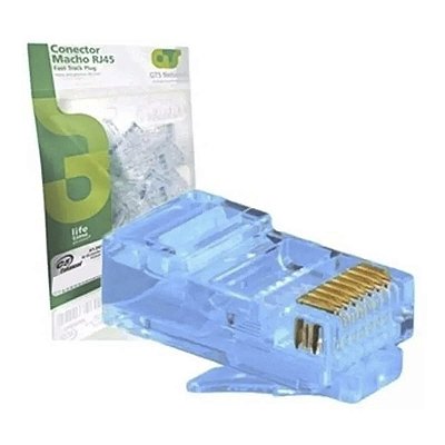Kit 20 Conectores RJ45 Cat5e GTS FastTrack Azul 100/1000Mbps