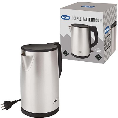 Chaleira Elétrica 2 Litros Inox Com Preto Mor 127v 7727