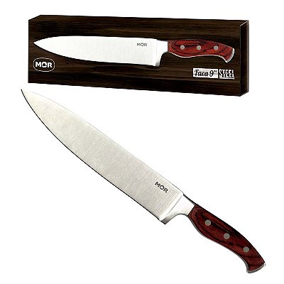 Faca Steel Mor Aço Inox 9 Polegadas Cabo De Madeira 3942 Mor