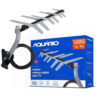 Antena Externa Digital Para Tv 2 Em 1 Completa Com Cabo 10m