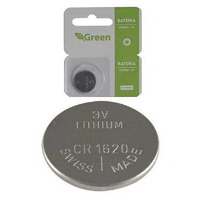 Bateria Moeda CR1620 3V Lítio Manganês Green 013-1620