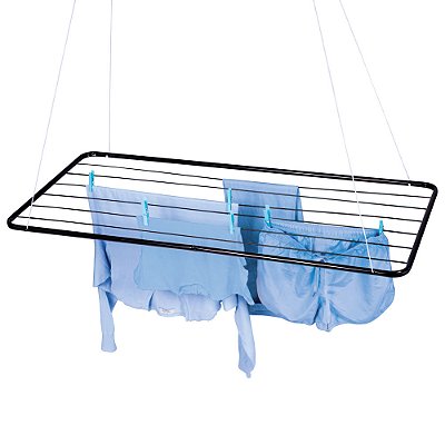 Varal De Teto 120 Cm Preto Aço Para Lavanderia Roupas Mor