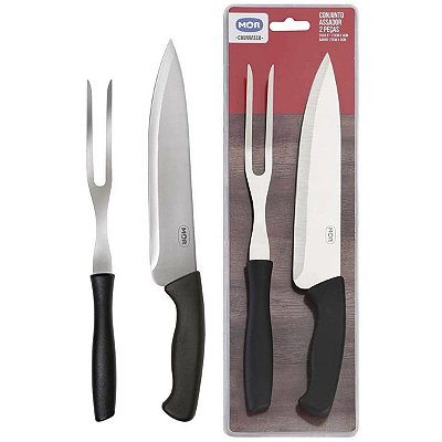 Conjunto Do Assador 2 Peças Faca 8" E Garfo Churrasco Mor