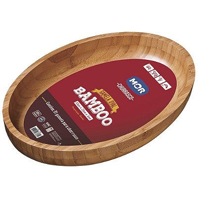 Gamela Bandeja Oval Bamboo 33x23cm Mor Bambu Churrasco 3362