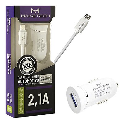 Carregador Veicular USB C/ Cabo Micro USB V8 Maketech DL-C12