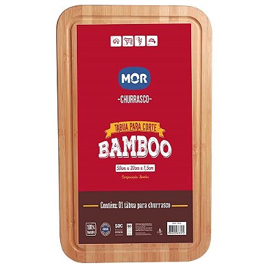 Tábua Para Corte Carne Churrasco Bamboo Madeira 50*30cm Mor
