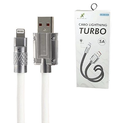 Cabo Usb Para Iphone Turbo Metal Silicone 120w 5A Flexivel
