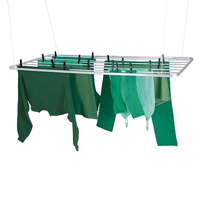 Varal De Teto Alumínio Médio 1,40mt X 0,56mt Mor Cor Cinza