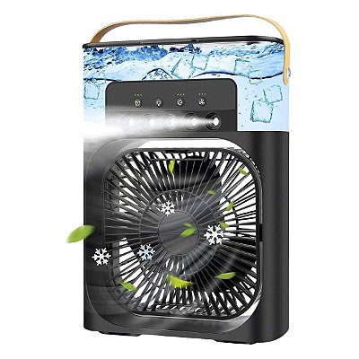 Ventilador Umidificador 3 Velocidades Usb C Rgb Preto