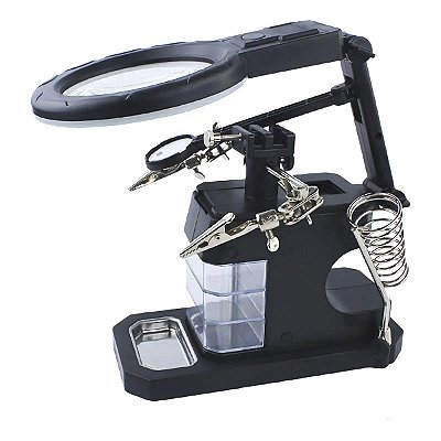 Lupa De Bancada Terceira Mão Para Solda Eletrônica Led