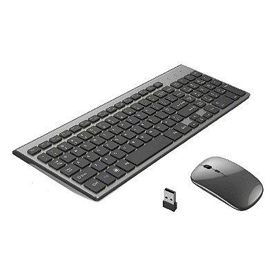 Kit Teclado Mouse Recarregável Sem Fio Wifi E Bluetooth