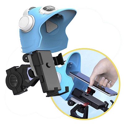 Suporte Celular Moto Bike Universal Proteção Reflexo Azul
