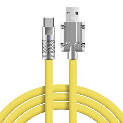 Cabo Usb C 120w Silicone Turbo Nao Quebra Resistente Amarelo