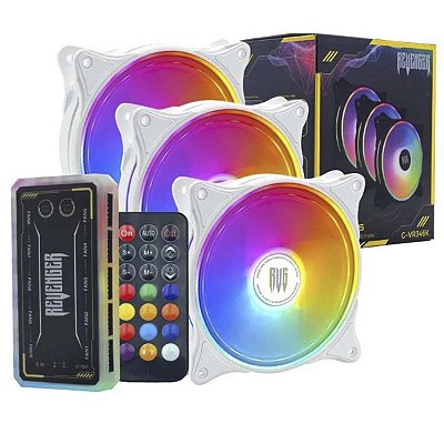 Kit 3 Cooler Fan 12cm Argb Controladora Ventoinha 12v Branco