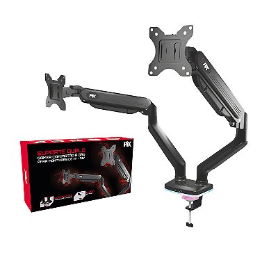 Suporte 2 Monitores Gamer Pistao A Gás Rgb Usb C 17" a 35"