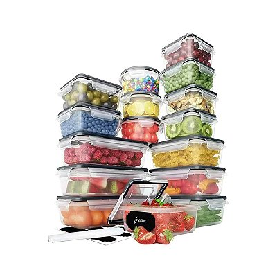 Kit Potes Hermeticos Plastico Transparente Multiuso 16 Pecas