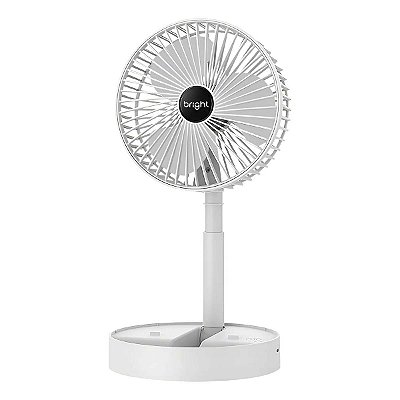 Mini Ventilador De Mesa Bright Usb 9w Recarregável Branco
