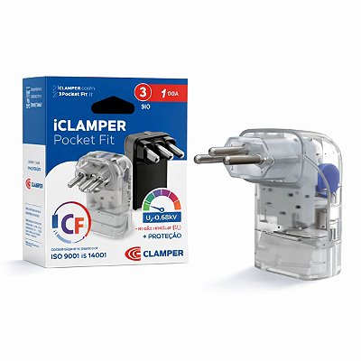 Protetor Surto iClamper Pocket Fit 3P 10A LCF Transparente