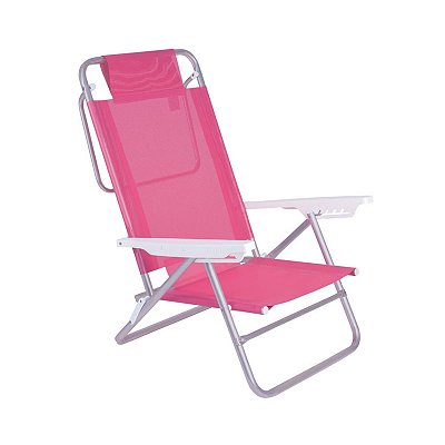 Cadeira Praia Reclinável 120kg Sumer Fashion Rosa Novidade