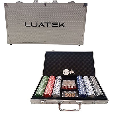 Maleta Kit Jogo Poker 300 Fichas Oficiais Baralho Dados