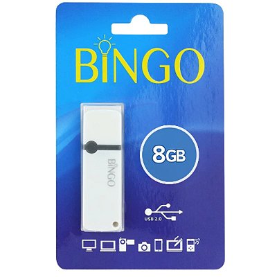 Pen Drive Bingo 8GB Branco USB 2.0 Armazenamento Seguro