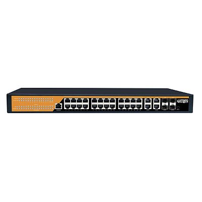 Switch Poe Haiz 24 Portas Gigabit Poe+ + 4 Uplink + 4 Sfp