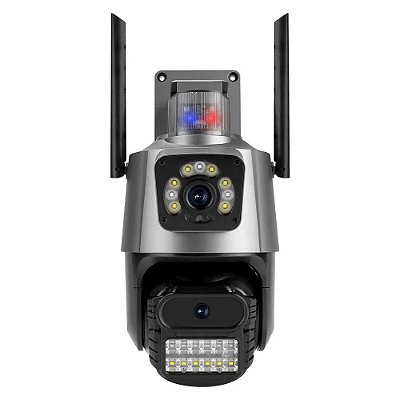 Camera Ip Externa Ptz 360 Wifi C/ Alarme Sirene 4k 2 Lentes