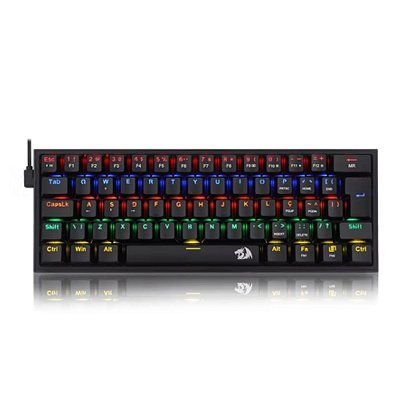 Teclado Gamer Mecânico Redragon Fizz Rainbow Switch Blue 60%
