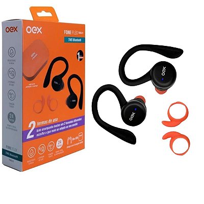 Fone De Ouvido Flex Tws21 Bluetooth 5.1 Oex Preto Laranja
