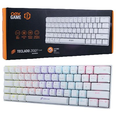 Teclado Gamer Mecânico Ziggy 60% Branco Tc607 Outemu Red Oex
