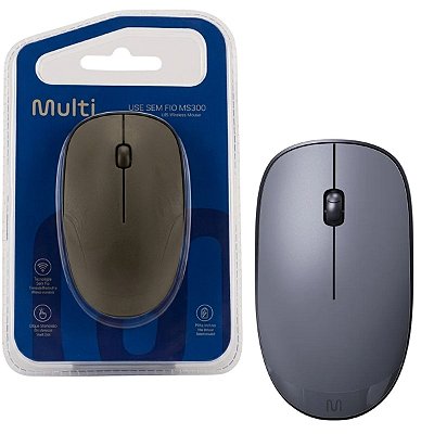 Mouse Sem Fio Slim Multilaser MS300 Wireless 1200 Dpi Cinza