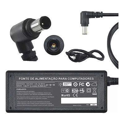 Fonte Para Monitor e Tv Lg Notebook LG 19v 3,42a 6,5*4,4mm