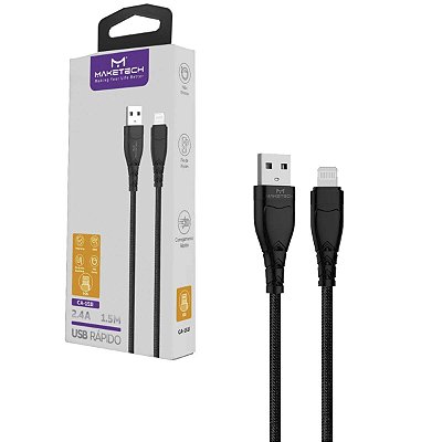 Cabo Usb P/ Lightning Nylon Ca-151l 1,5m Preto Maketech