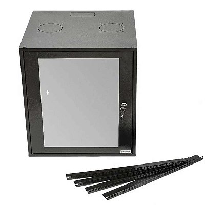 Rack Padrao 19 12u X 570mm Preto Visor De Acrilico Gforce