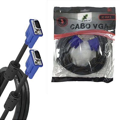 Cabo Vga Macho x Vga Macho 5 Metros Com Filtro Xcell Preto