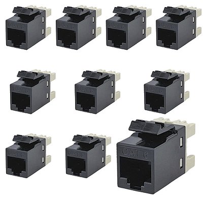 Kit 10 Keystone Seclan Rj45 Femea IDC Cat6 Fluke Rohs Preto